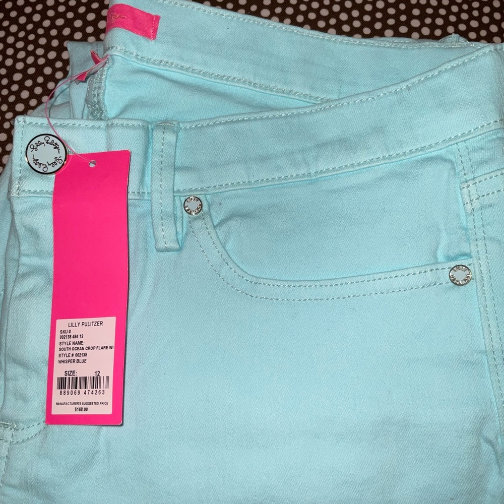 Lilly Pulitzer NWT 27 1/2" South Ocean Crop Flare Pants Whisper Blu Size 00 - Picture 5 of 16